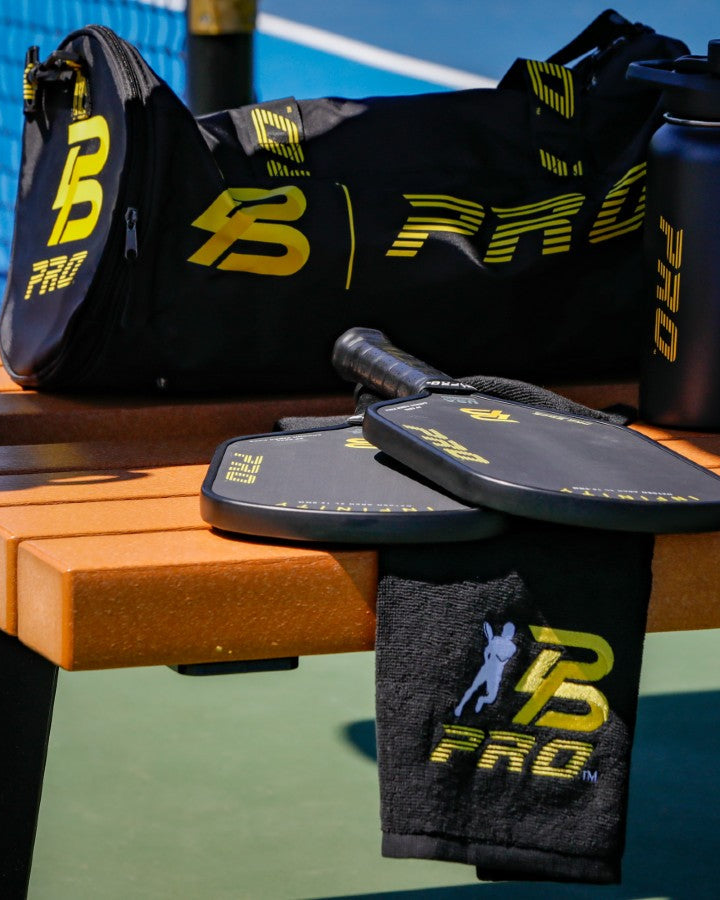PBPRO pickleball accessories including overgrips, towels and court gear