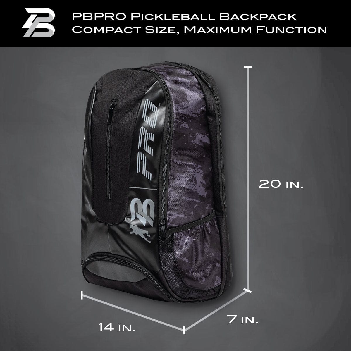 PBPRO Bags Black / Gray Pickleball Backpack | PBPRO Tour | Black