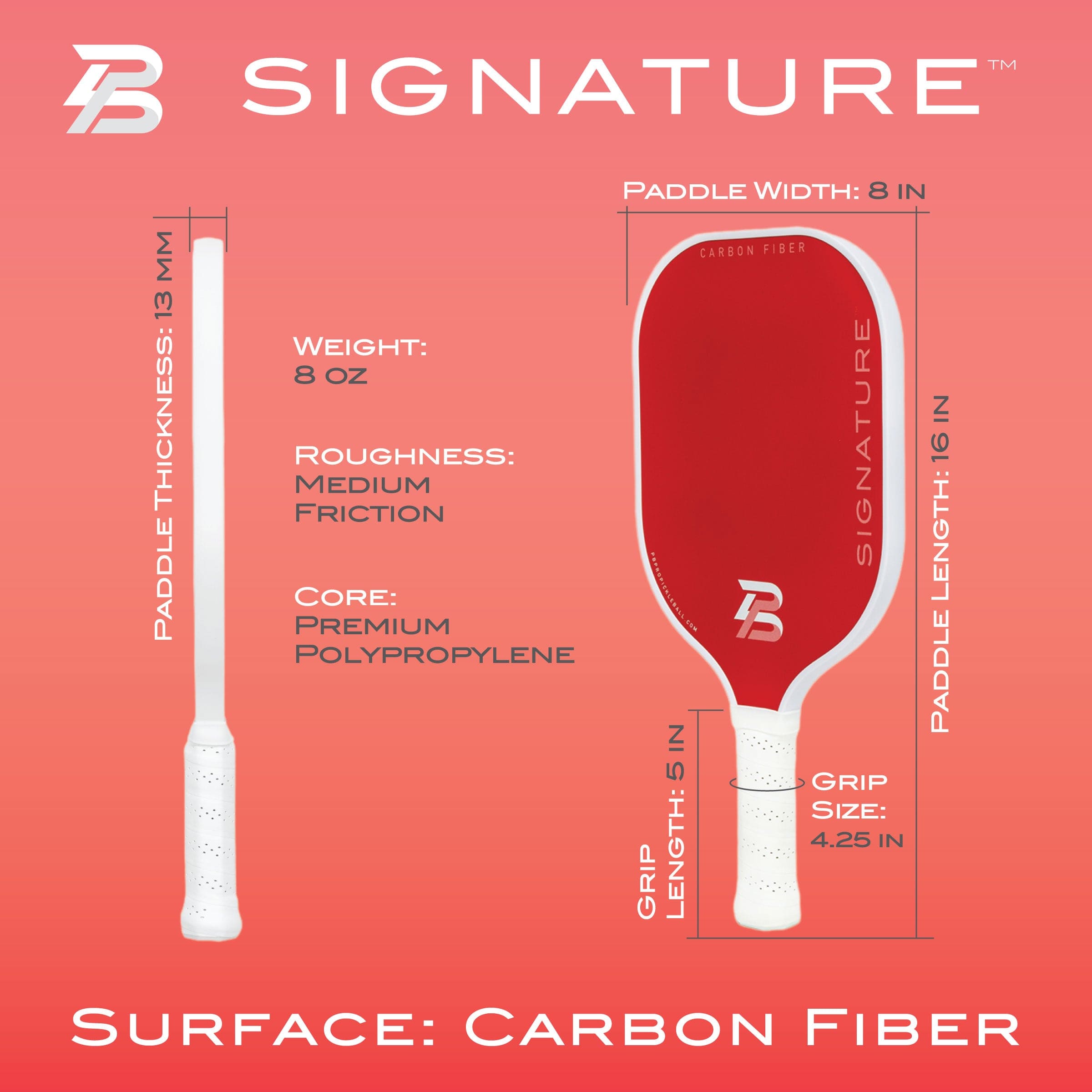 PBPRO Pickleball Paddles PBPRO Signature Carbon Fiber Watermelon Pickleball Paddle