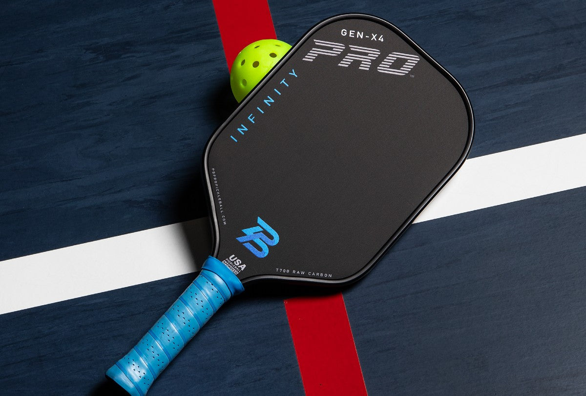 PBPRO Infinity Gen-X4 Blue pickleball paddle with carbon fiber surface and thermoformed construction