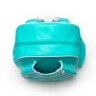 Mint PBPRO Signature pickleball backpack, overhead view of top handle and zippers