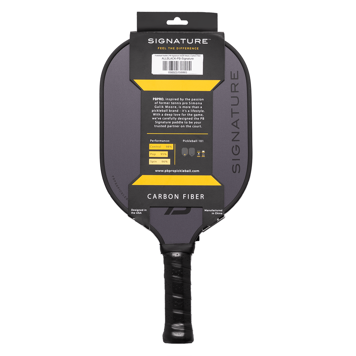 PBPRO Pickleball Paddles Pickleball Paddle | PB Signature Stealth Black | Carbon Fiber