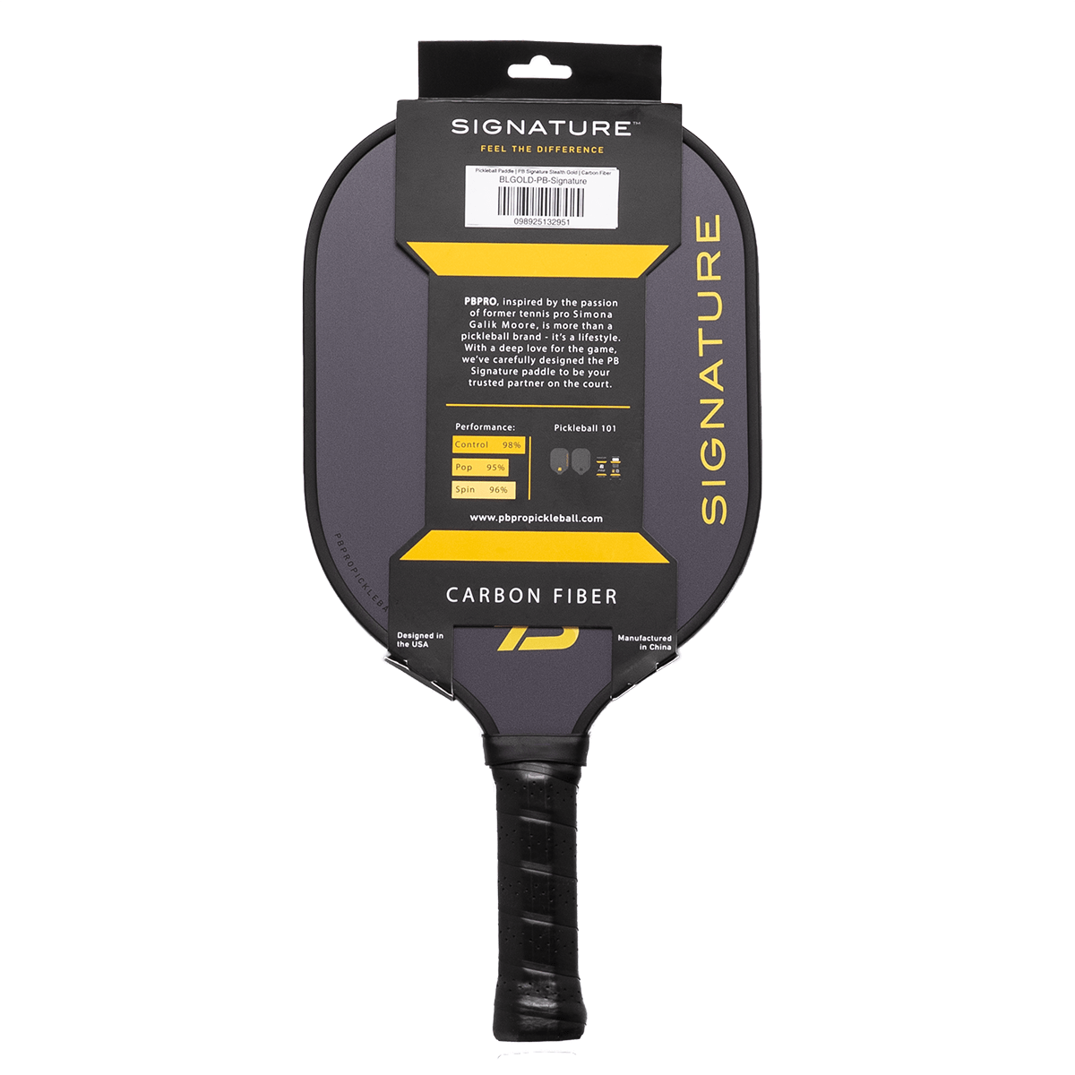 PBPRO Pickleball Paddles Pickleball Paddle | PB Signature Stealth Gold | Carbon Fiber