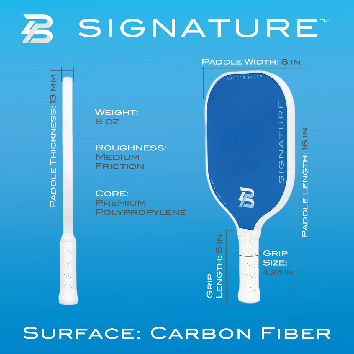 PBPRO Pickleball Paddles PBPRO Signature Carbon Fiber Blue Pickleball Paddle