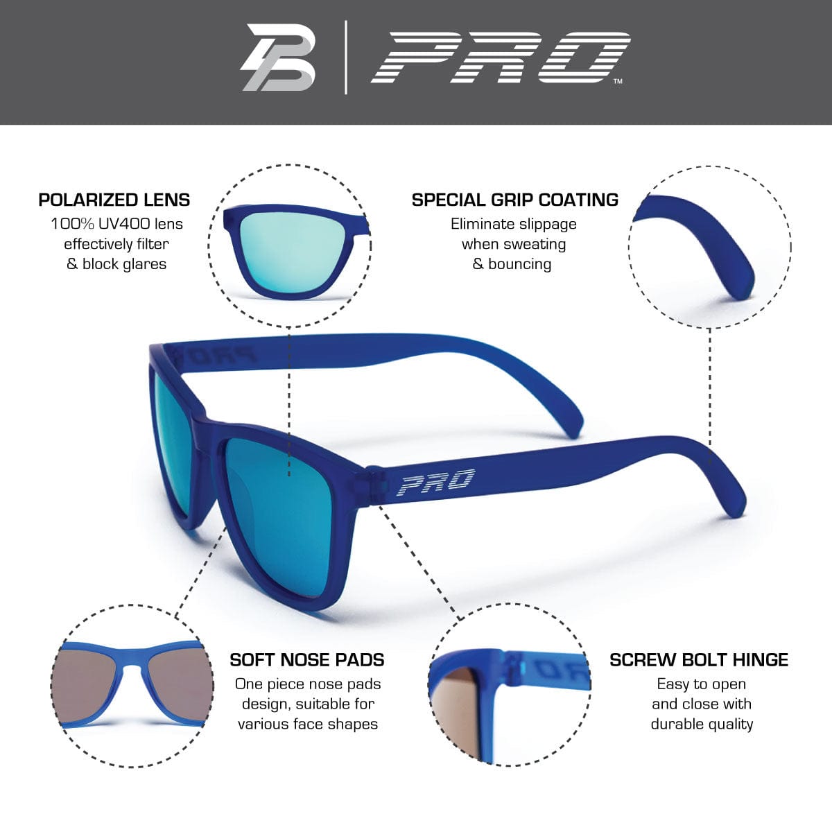 PBPRO Pickleball Sunglasses Pickleball Sunglasses | PB Signature Lifestyle | Royal Blue