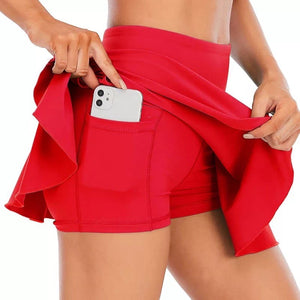 PBPRO Women's Apparel XS Sale! PBPRO™ High Waist Performance Pickleball Skirt - RED (Only XL)